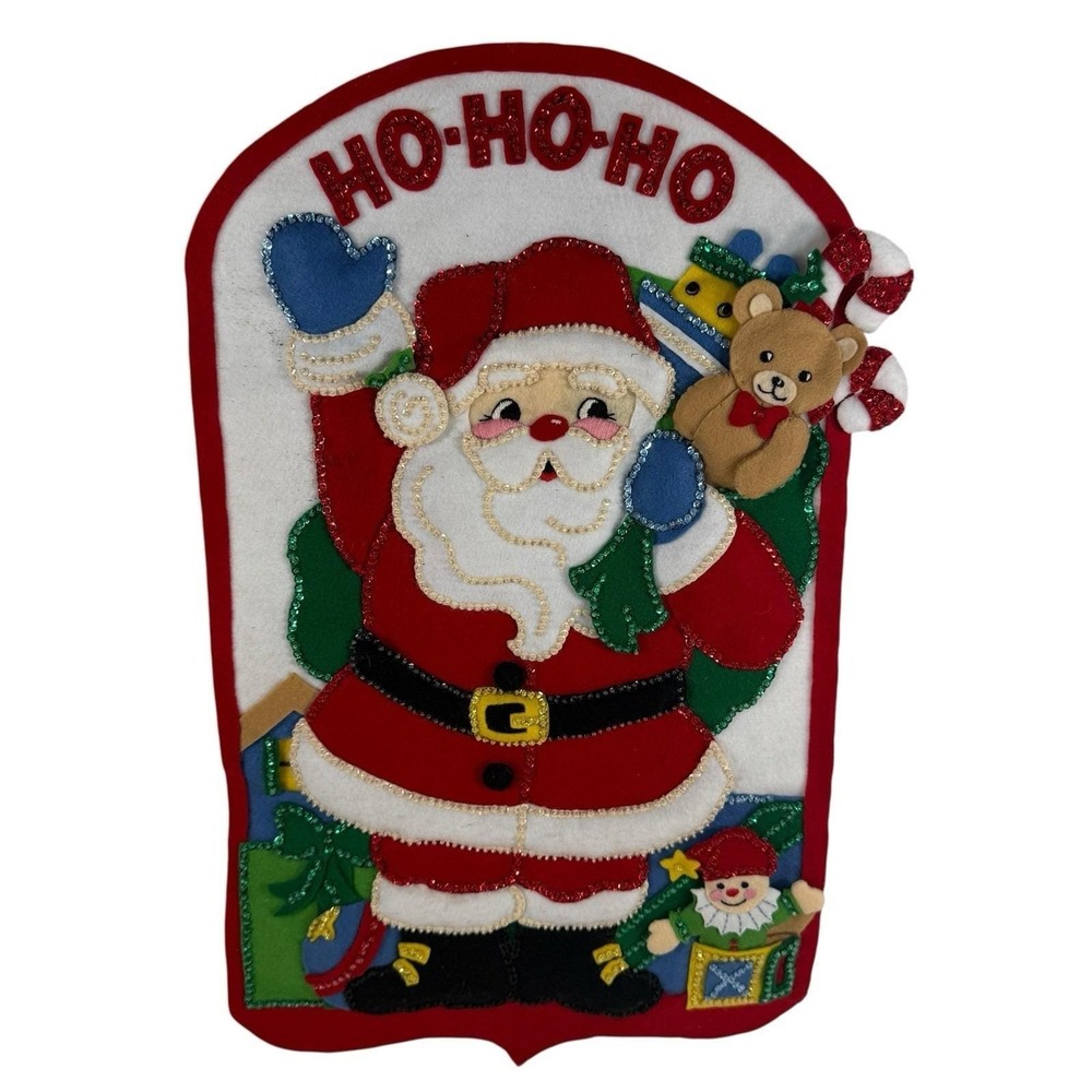 Bucilla Lovely Wall Door Hanging Waving Santa Delivering Christmas Day Gifts
